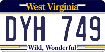 WV license plate DYH749