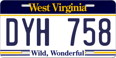 WV license plate DYH758