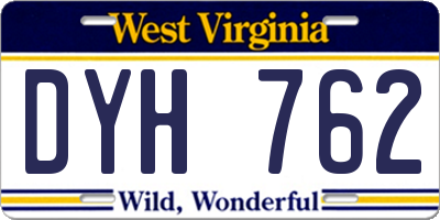 WV license plate DYH762