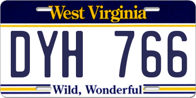 WV license plate DYH766