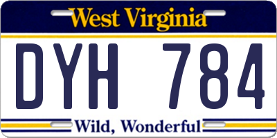 WV license plate DYH784