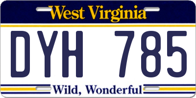 WV license plate DYH785