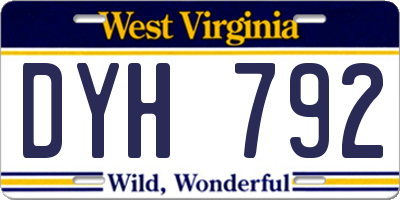 WV license plate DYH792