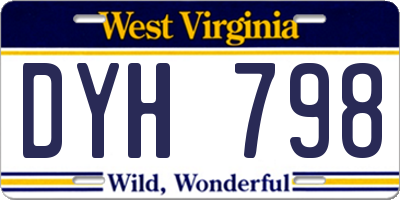 WV license plate DYH798
