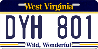 WV license plate DYH801