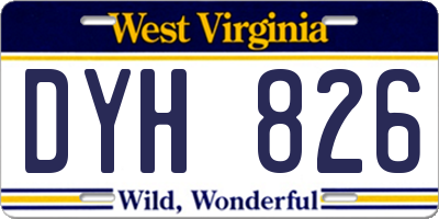WV license plate DYH826