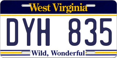 WV license plate DYH835