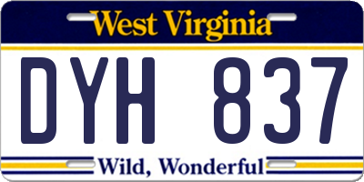 WV license plate DYH837