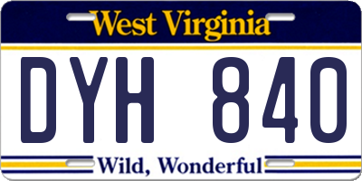 WV license plate DYH840