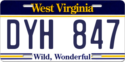 WV license plate DYH847