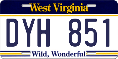 WV license plate DYH851