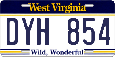 WV license plate DYH854