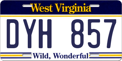 WV license plate DYH857