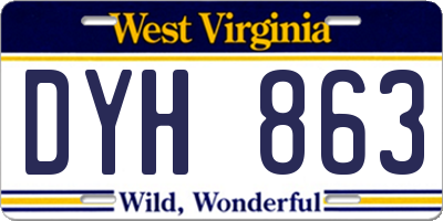 WV license plate DYH863