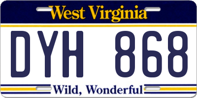 WV license plate DYH868