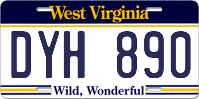 WV license plate DYH890