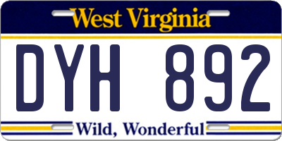 WV license plate DYH892