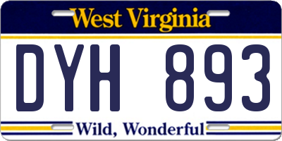 WV license plate DYH893
