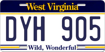 WV license plate DYH905