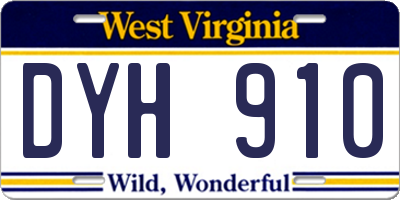 WV license plate DYH910