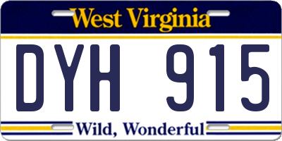 WV license plate DYH915