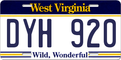 WV license plate DYH920