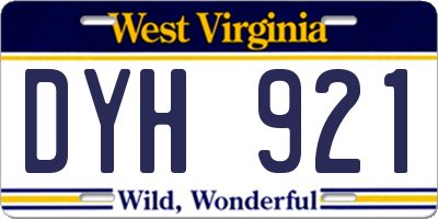 WV license plate DYH921