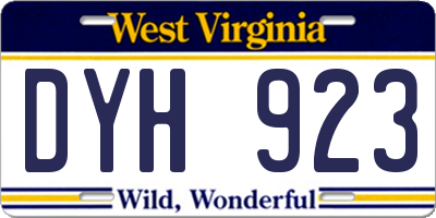 WV license plate DYH923