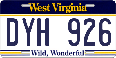 WV license plate DYH926