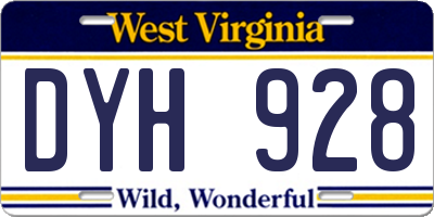 WV license plate DYH928