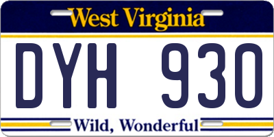 WV license plate DYH930