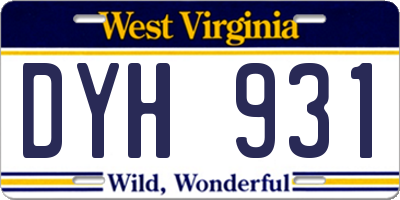 WV license plate DYH931