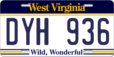 WV license plate DYH936