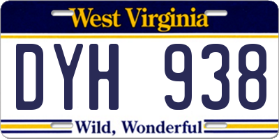WV license plate DYH938