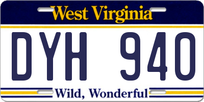 WV license plate DYH940