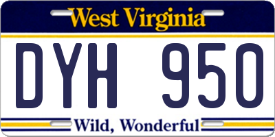 WV license plate DYH950