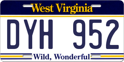 WV license plate DYH952