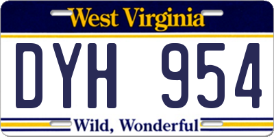 WV license plate DYH954