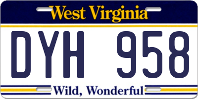 WV license plate DYH958