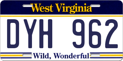 WV license plate DYH962