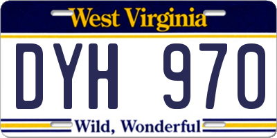 WV license plate DYH970