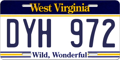 WV license plate DYH972