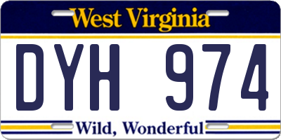 WV license plate DYH974