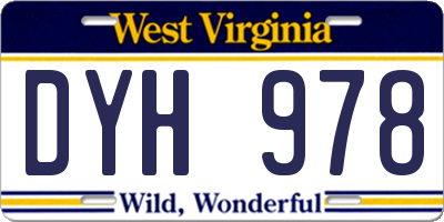 WV license plate DYH978