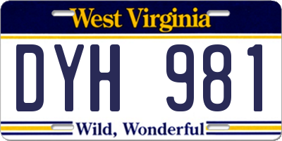 WV license plate DYH981