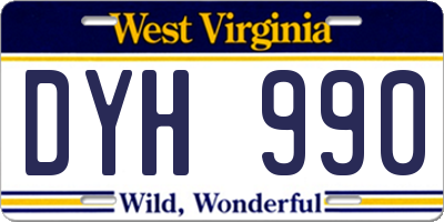 WV license plate DYH990