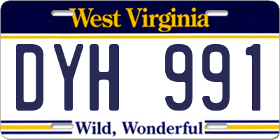 WV license plate DYH991