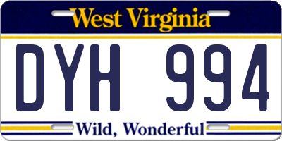 WV license plate DYH994