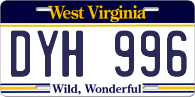 WV license plate DYH996