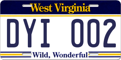 WV license plate DYI002